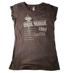 BLUE84 Seattle Space Needle Tourist Destination Gray Ladies Cut Fitted Tee - S